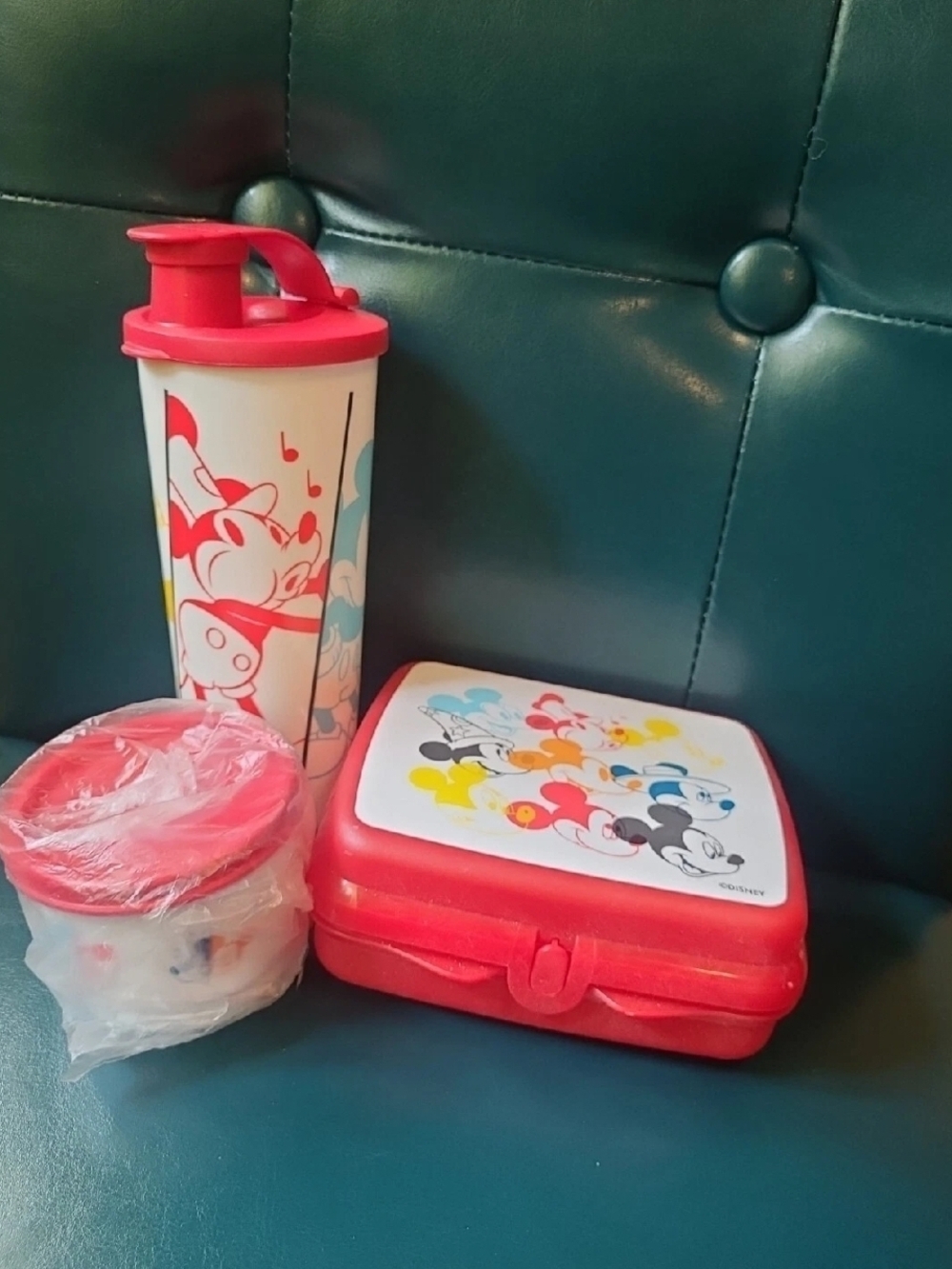 Tupperware Red & White Mickey Mouse Lunch Set